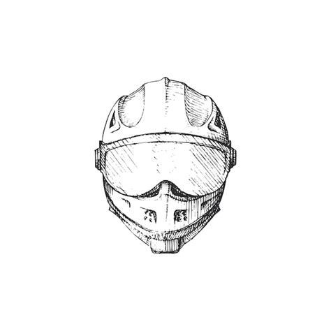 Premium Vector | Motorcycle helmet drawing. Drawn sketch in vector.