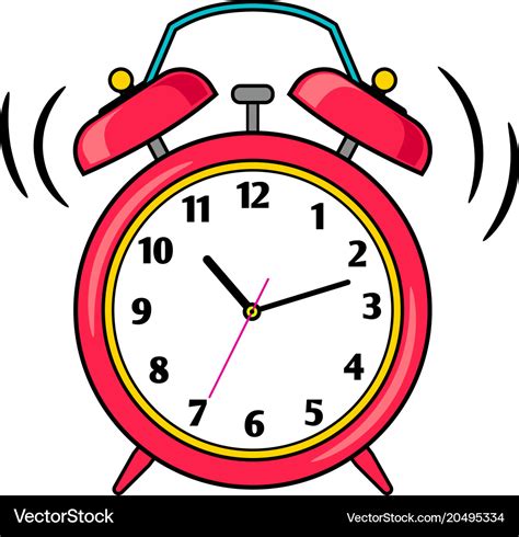 Cartoon red ringing alarm clock Royalty Free Vector Image