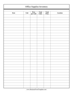 Office Supplies List Template