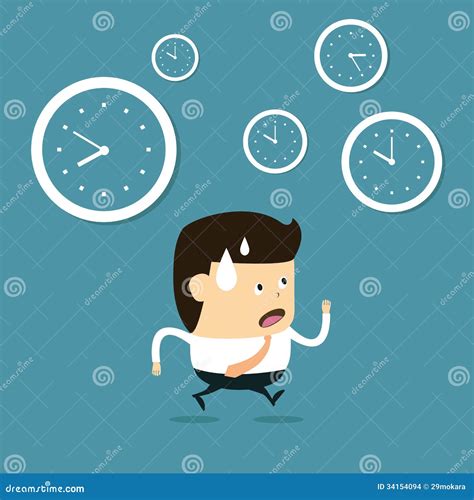 Time Management With Cartoon Businessman Stock Vector - Illustration of ...