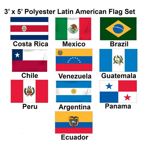 3' x 5' Set of 10 Latin-American Flags set 1 - 1800 Flags