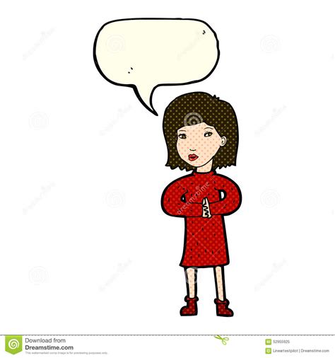 Cartoon Calm Woman with Speech Bubble Stock Illustration - Illustration of quirky, silly: 52955925