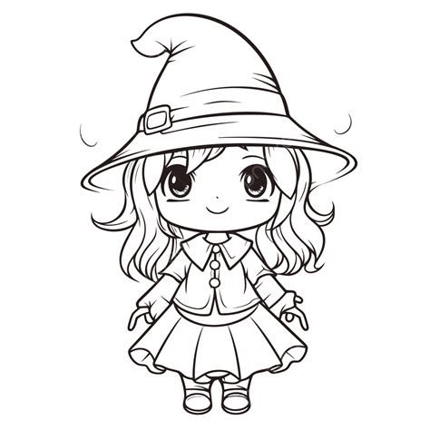 Cute Cute Witch Coloring Pages Halloween Page Outline Sketch Drawing Vector, Cute Witch Drawing ...