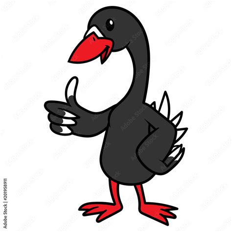 Cartoon Black Swan Illustration Stock Vector | Adobe Stock