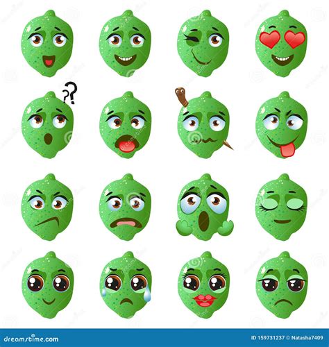 Lime Emoji Emoticon Expression. Funny Cute Food Stock Vector - Illustration of face, healthy ...