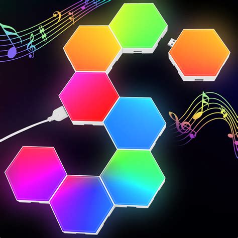 Buy Hexagon Lights Gaming - 8 Pack RGB Led Hex Light Panels Hexagon Smart Wall Lights Sync to ...