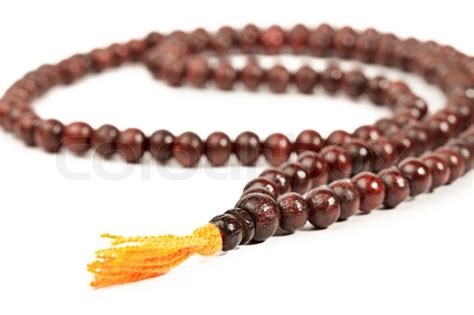 Japa Mala - Buddhist or Hindu prayer beads isolated on white | Stock Photo | Colourbox