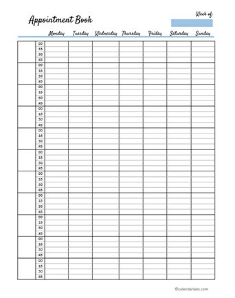 Appointment Book Templates - CalendarLabs