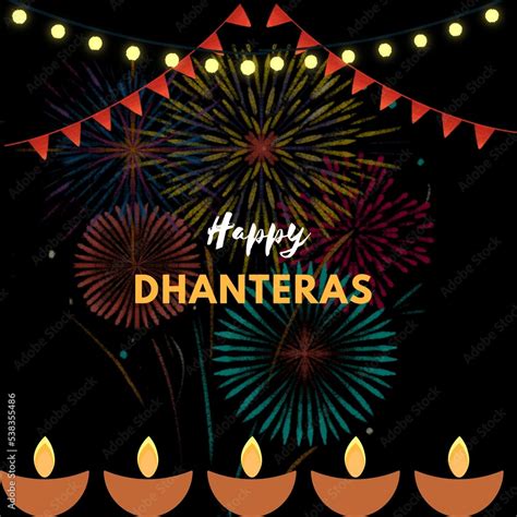 Happy Dhanteras Puja greetings template background. Dhanteras is a Hindu religion festival it's ...