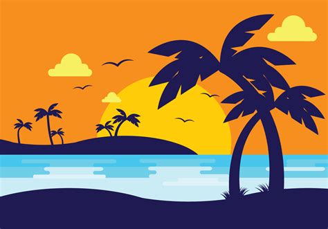 Beach Silhouette Vector at GetDrawings | Free download