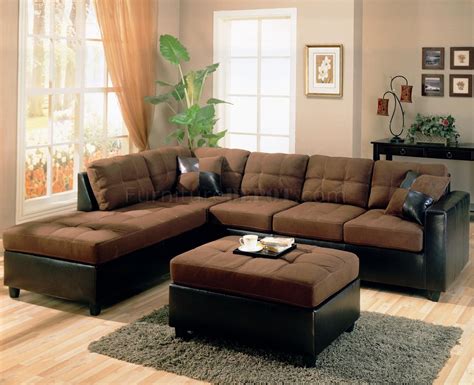 Two-Tone Modern Sectional Sofa 500655 Chocolate/Dark Brown