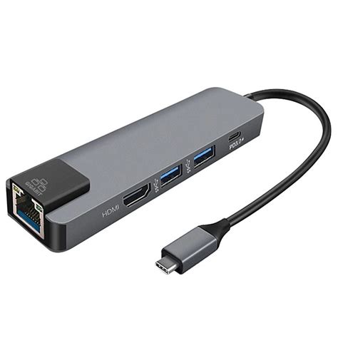 5 in 1 USB Type C HDMI Hub ( Grey )