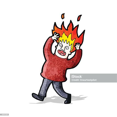 Cartoon Man With Hair On Fire Stock Illustration - Download Image Now - Adult, Bizarre, Boys ...