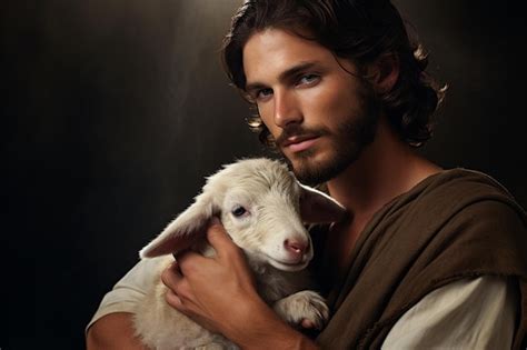 Premium AI Image | Jesus holding a lamb