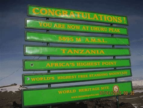 Kilimanjaro Summit Sign | Ted's Fun & Games World