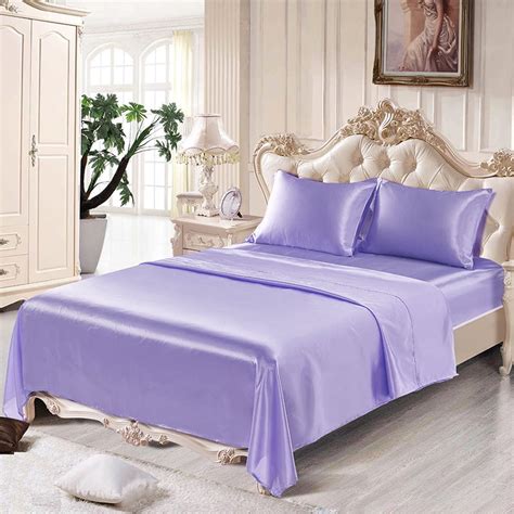 4 Piece Satin Silk Sheet Set Deep Pocket Twin Full Queen King Bed Sheet Flat Sheets Fitted Sheet ...