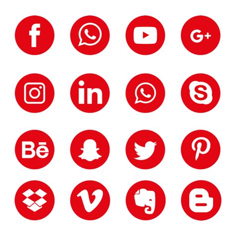 Red Social Media Icons Set Logo Symbol, Social, Media, Icon PNG and ...