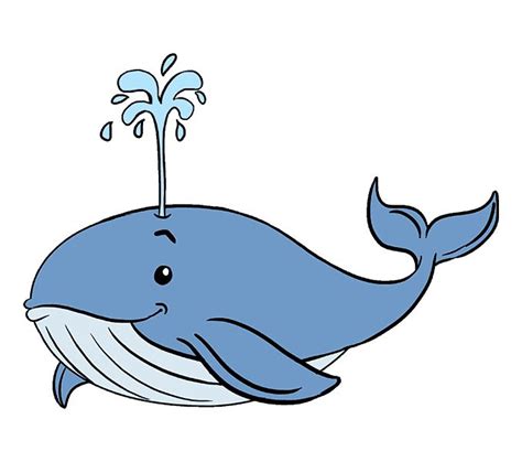 How to Draw a Whale | Whale drawing, Easy drawings, Cartoon whale