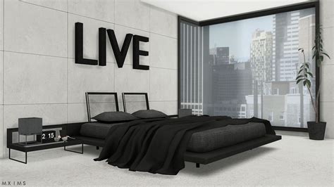 black sims 4 cc bedroom | My Sims 4 Blog: Stylish Modern Bedroom Set by MXIMS | Sims 4 bedroom ...