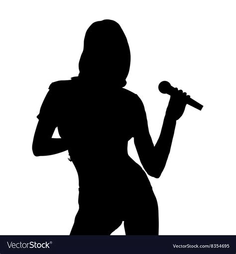 Girl singing silhouette Royalty Free Vector Image