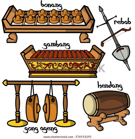 Set Hand Drawn Traditional Indonesian Musical Stock Vector (Royalty ...