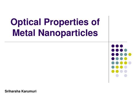 PPT - Optical Properties of Metal Nanoparticles PowerPoint Presentation ...