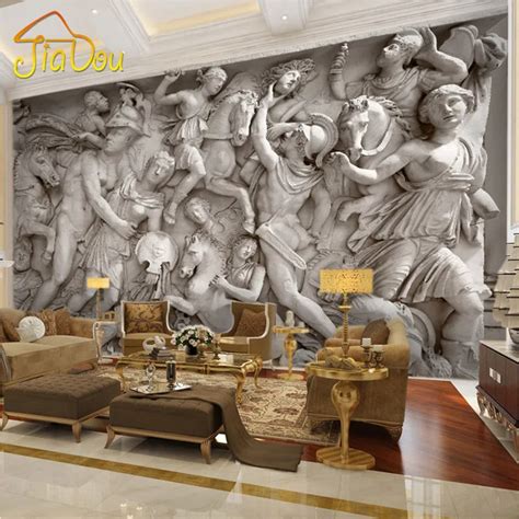 Custom 3D Photo Wallpaper European Retro Roman Statues Art Wall Mural Restaurant Living Room ...