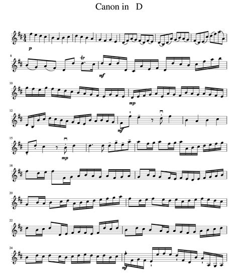 Easy Violin Sheet Music: Canon in D