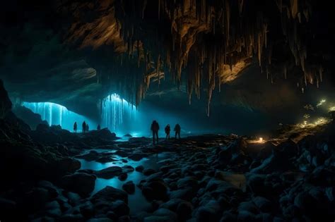 Premium AI Image | A cave with ice cave in the background