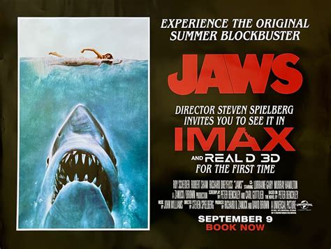 Original Jaws Movie Poster - Steven Spielberg - Great White Shark - Imax