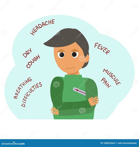 Sick Person with a Thermometer Stock Vector - Illustration of ...