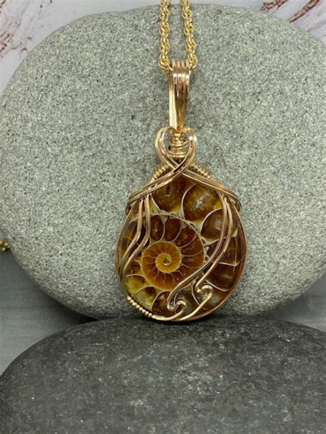 Ammonite Fossil Ammonite Pendant Necklace Wire Wrapped in - Etsy