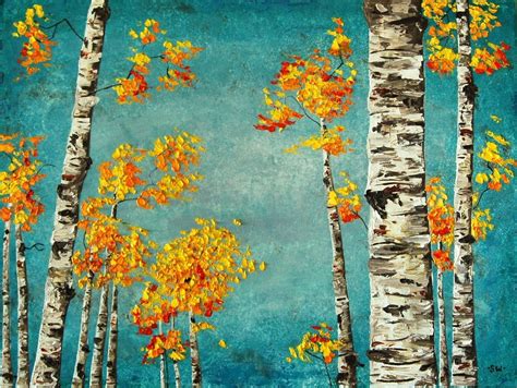 Aspen Trees in the Fall Original Oil Painting