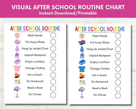 After School Routine Checklist for Kids,kids Chore Checklist Daily Routine,childrens Printable ...