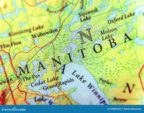 Geographic Map of Canada State Manitoba with Important Cities Stock ...