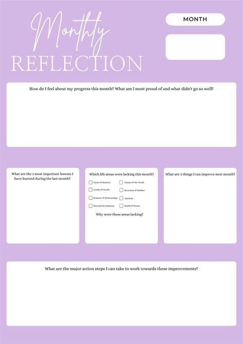 Monthly Reflection Template