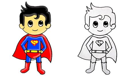 How to Draw Superhero Superman Cute Step by Step