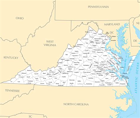 Virginia Map With Cities And Towns - Zoning Map