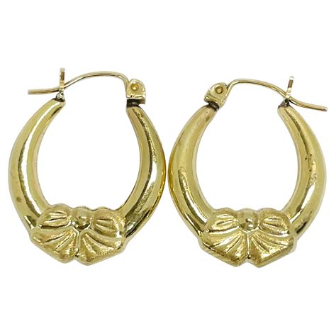 Yellow Gold Bow Hoop Earrings For Sale at 1stDibs | gold bow hoops, bow hoop earrings gold, gold ...