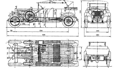 Rolls-Royce Silver Ghost Blueprint - Download free blueprint for 3D ...