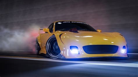 Yellow Mazda Rx7 Drifting 4k, HD Wallpaper | Rare Gallery