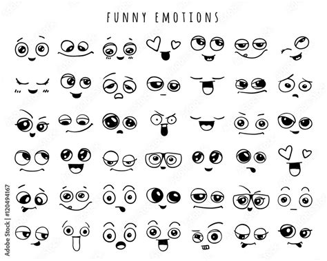 Emotions. Set of doodle faces. Smile. Stock Vector | Adobe Stock