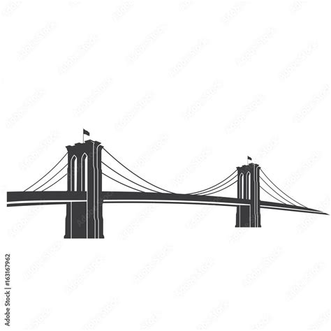 Brooklyn_grey. New York symbol - Brooklyn Bridge - vector illustration Stock Vector | Adobe Stock