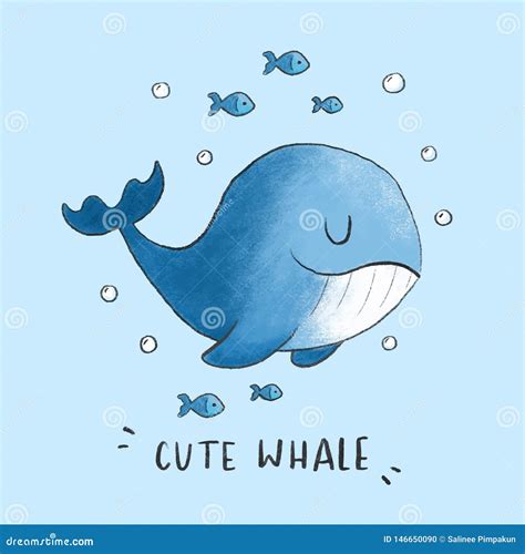 Cute Whale Cartoon Hand Drawn Style Stock Illustration - Illustration of doodle, childhood ...