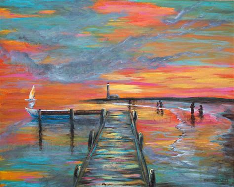 Colorful Beach Sunset Painting