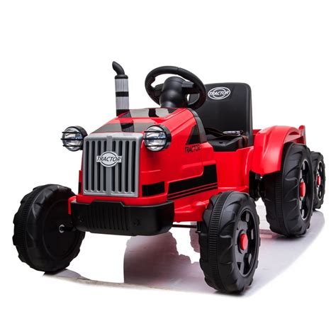 Toy Tractor with Trailer Ride On Tractor Toys with LED Lights 3 Gear Shift Ground Loader for ...