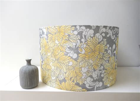 yellow and grey floral pendant lamp shade by belljarinteriors