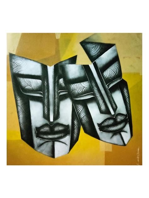 Double Face Modern Art | Acrylic On Canvas | By Samir Chanda | Exotic India Art