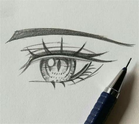 Eye Drawing with Long Lashes and Eyeshade