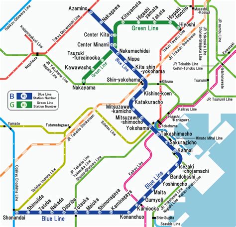 Subway: Yokohama metro map, Japan